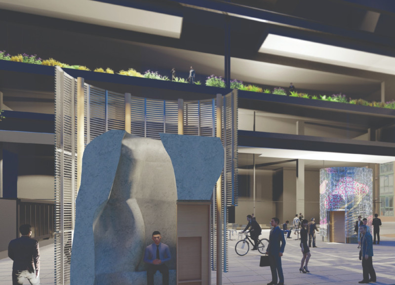 Biomaterial Structures Featuring Mycelium and Relaxing Spaces for Urban Respite