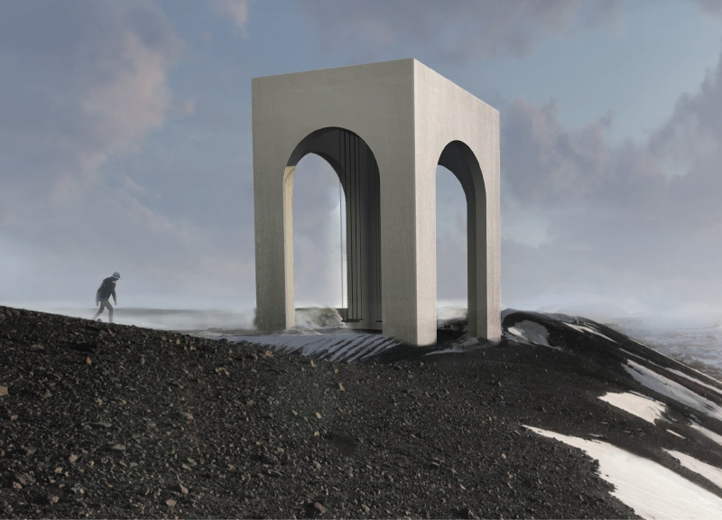 Suspended Arches of Stone and Concrete Creating Interactive Vantage Points at a Volcanic Lookout