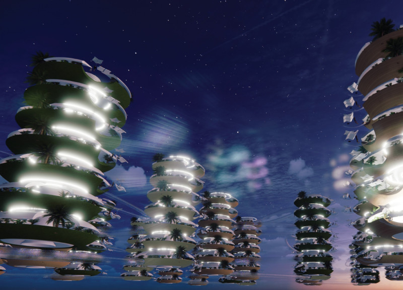 Luminescent Plastic Panels and Vertical Modules Shaping Sustainable Urban Living Spaces