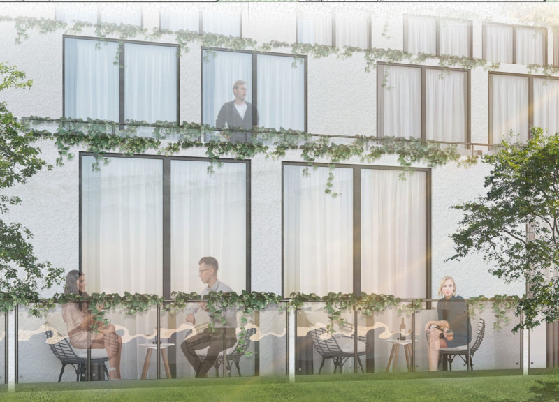 Terraced Green Roofs and Glazed Facades in A Sustainable Multi-Functional Complex