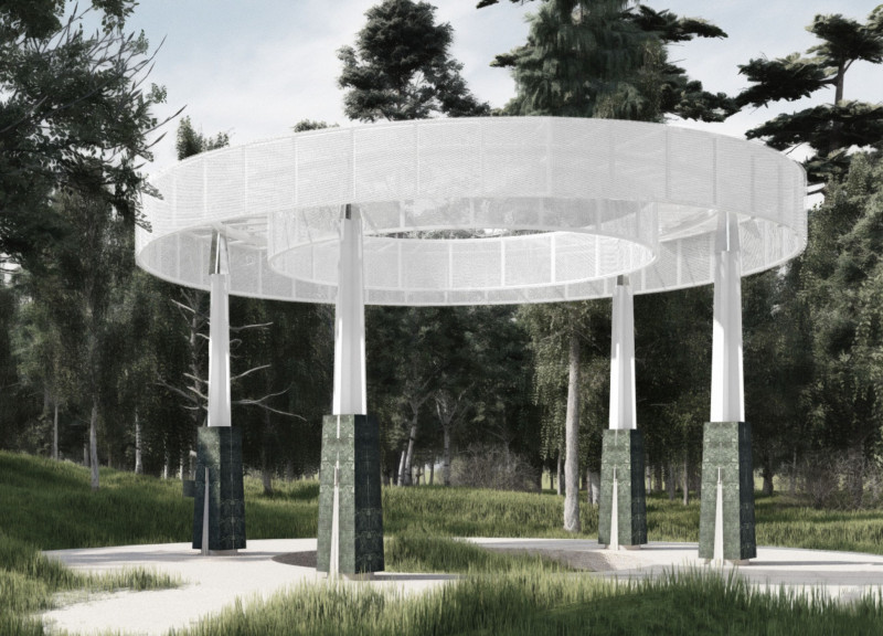 Marble-Clad Serenity Surrounded by Forest in a Community Columbarium Design  