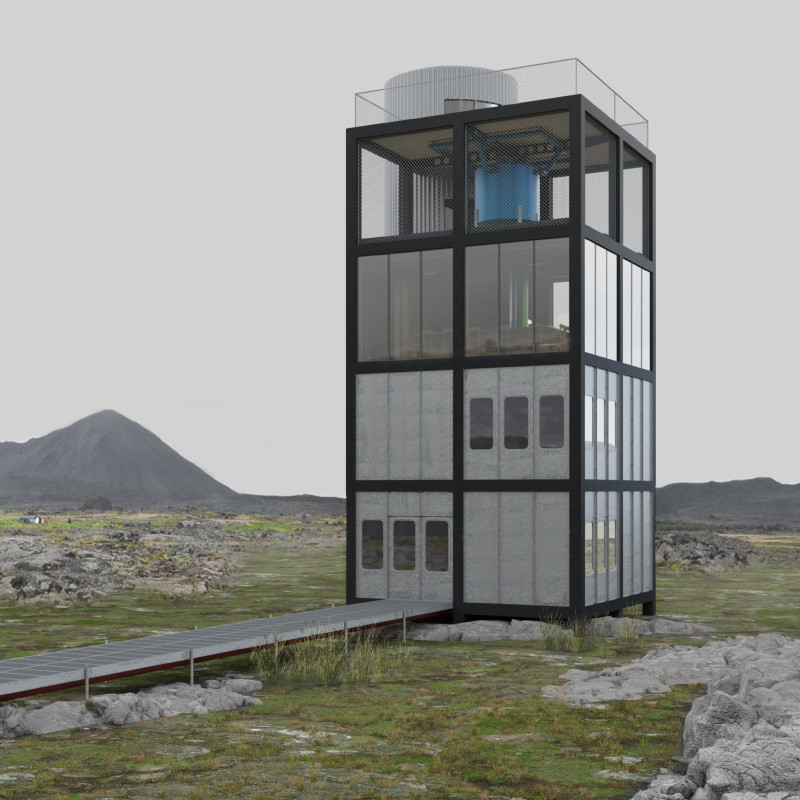 Exposed Infrastructure and Steel Framework Enveloping Educational Spaces in a Geothermal Context