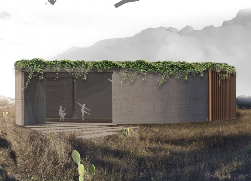 Helical Form Crafted From Exposed Concrete and Natural Wood, Supporting Community Connection and Sustainability