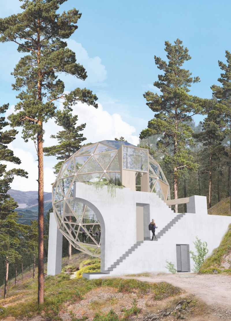 Geodesic Dome Crafted From Cork and Timber Embracing Passive Design Principles for Wellness Retreat