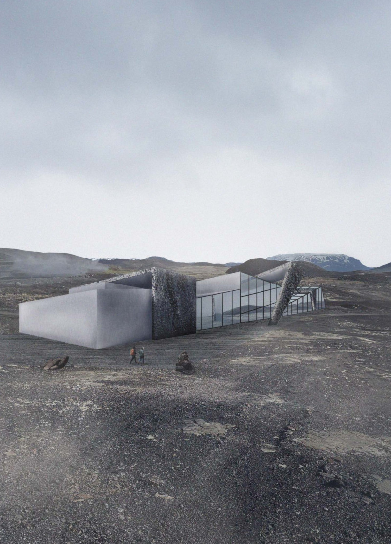 Hydroponic Greenhouse with Glass Façade and Fiber Cement Walls Supporting Community Dining