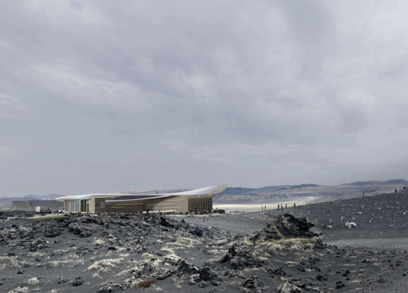 Walkable Roof and Wooden Cladding at Icelandic Volcano Visitor Center  