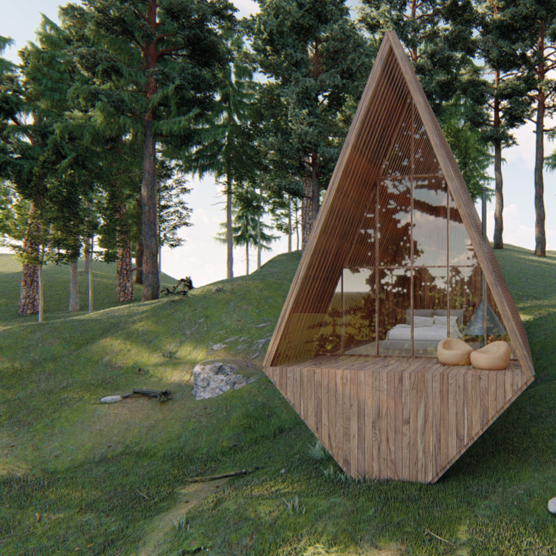 Cross-Laminated Timber Retreat Featuring Charred Shingles Embracing Natural Surroundings
