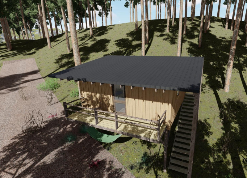 Elevated Pods Crafted with Fiberboard and Sheet Metal for Nature-Focused Retreats