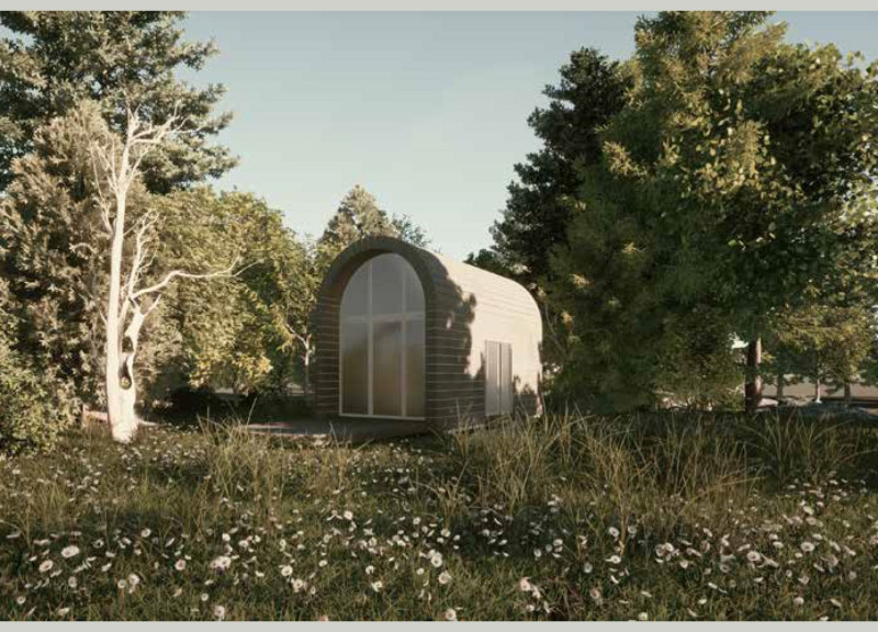 Curved Structure Crafted From Recycled Timber With Emphasis On Natural Light And Compact Living