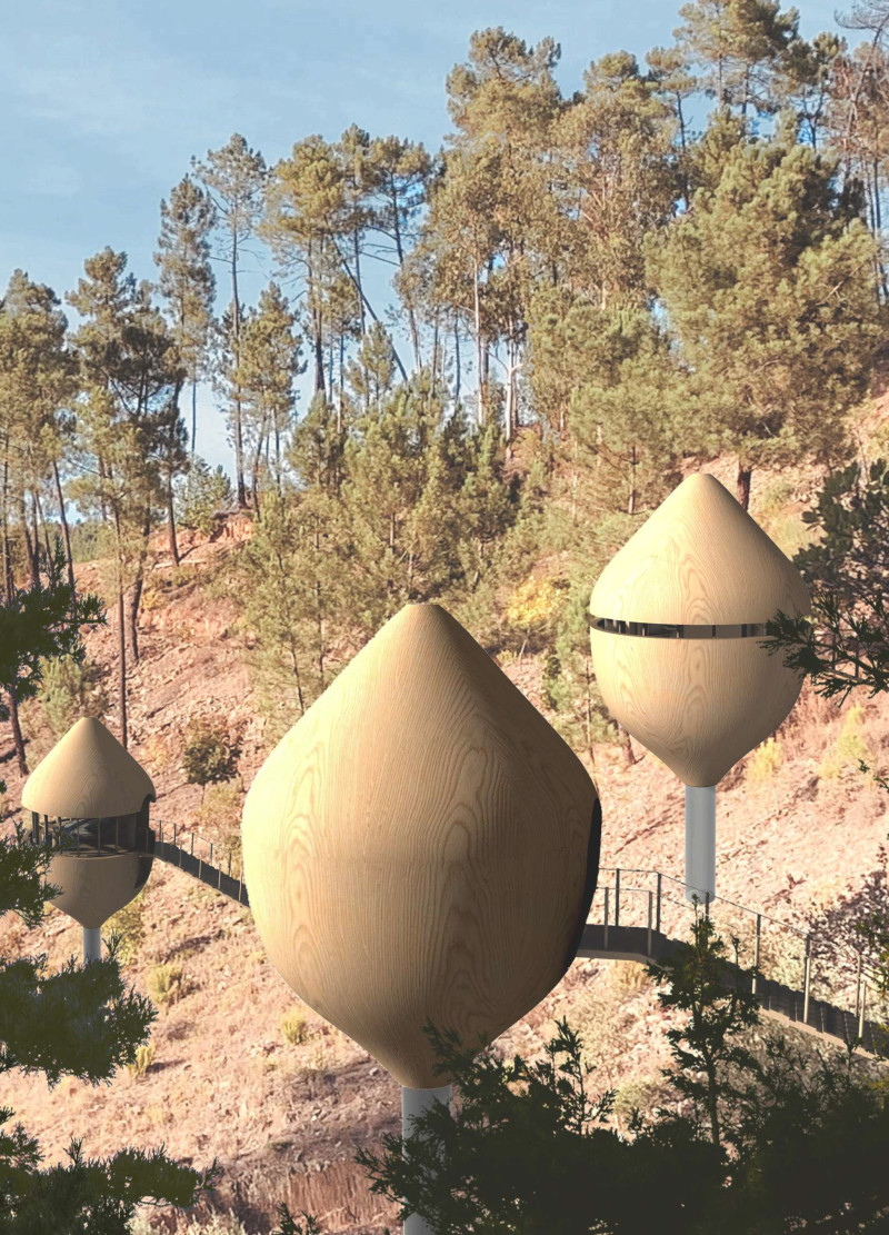 Wellness Retreat Featuring Organic Seed Pod Structures and Eco-Friendly Materials  