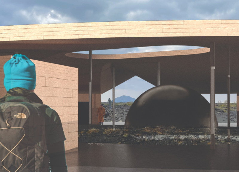Volcanic Concrete and Light-Infused Design in a Nature-Centric Visitor Space