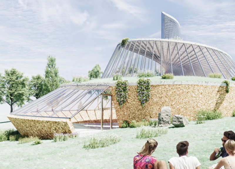 Cross-Laminated Timber and Charred Shingles Form a Spiraled Collective Space for Community Engagement