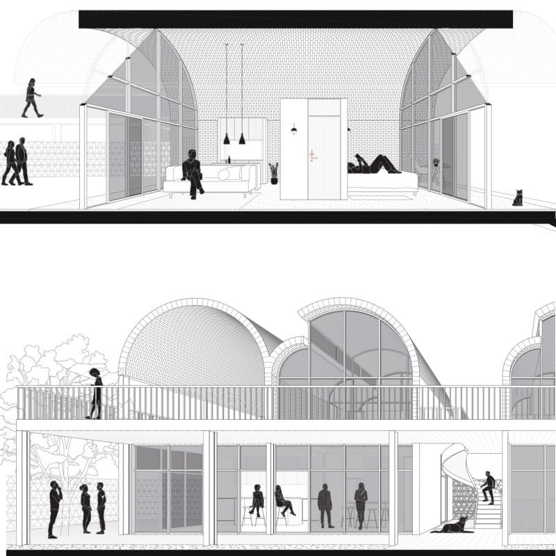 Ceramic Brick Facade Enhanced by Curvilinear Forms in Sustainable Vineyard Center