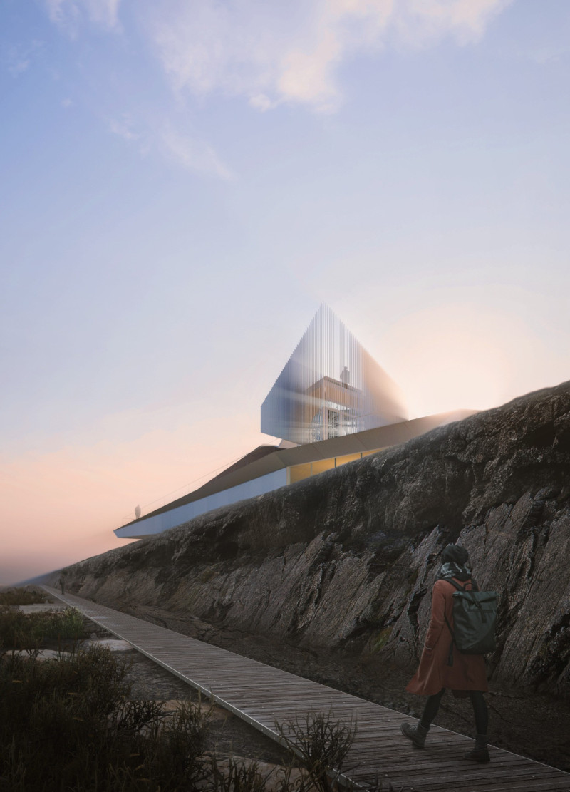Aluminum Crown With Laminated Timber Structure Overlooking Unique Geological Features
