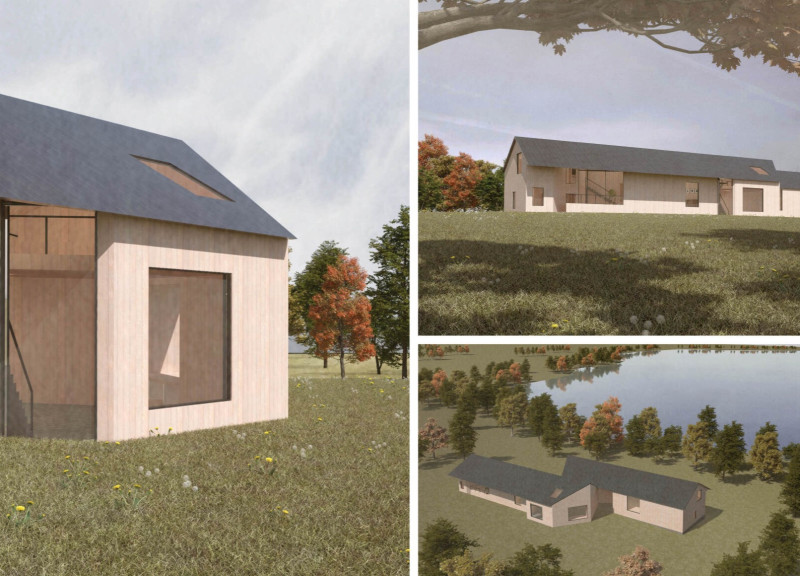 Asymmetrical Slate Roof And Timber Studio Embracing Lakeside Views  