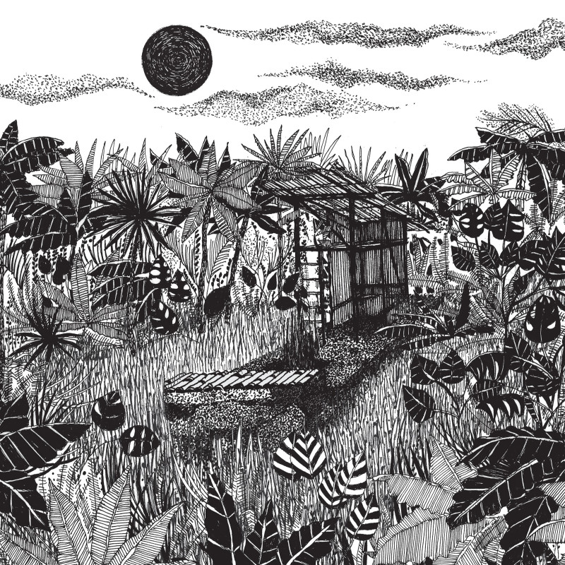 Bamboo Structure with Natural Thatch Roofing Created for a Reflective Retreat  