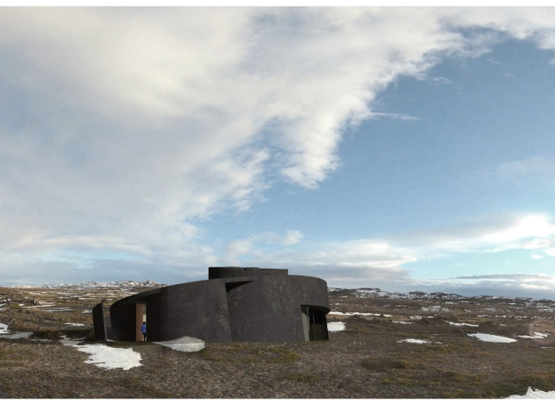 Rammed Earth and Fiber Concrete Pavilion Embracing Circular Form in Iceland's Cultural Landscape
