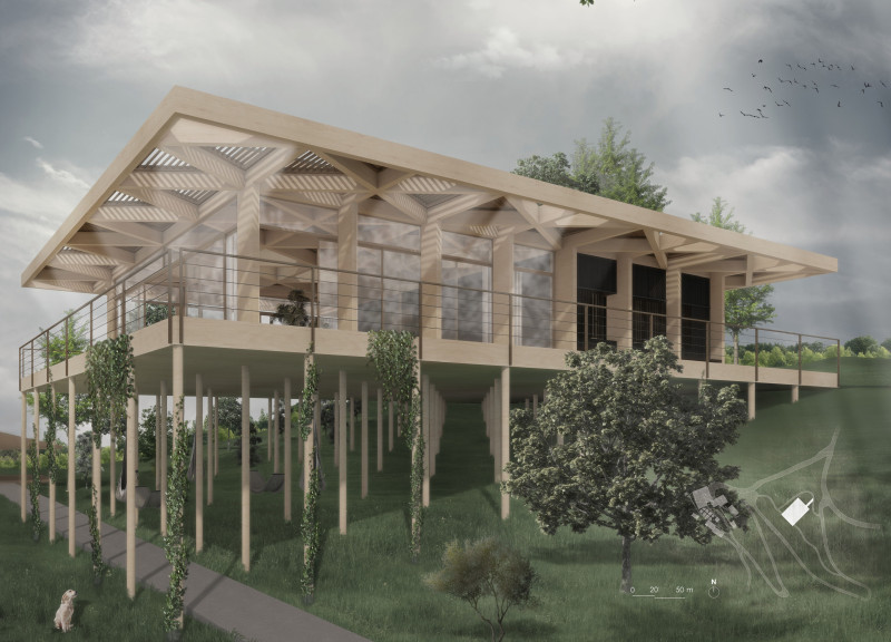 Charred Wooden Shingles and Photovoltaics Create Adaptive Community Spaces