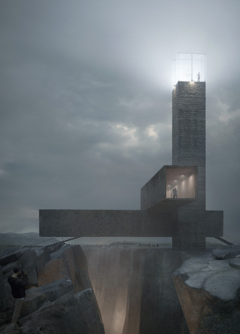 Panoramic Observation Tower Crafted From Volcanic Stone and Reinforced Concrete  
