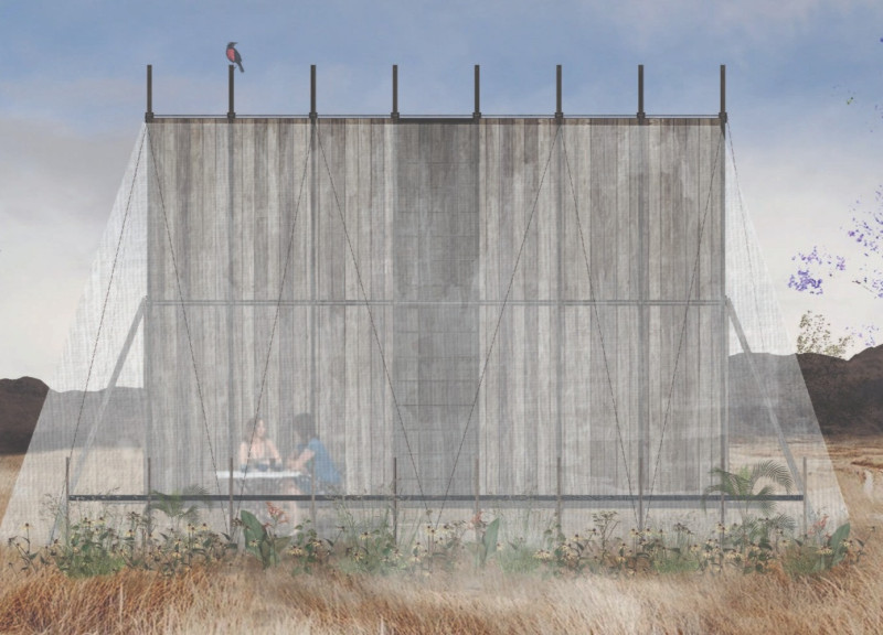 Textile Facade And Fog-Harvesting Design in Sustainable Timber Residence  