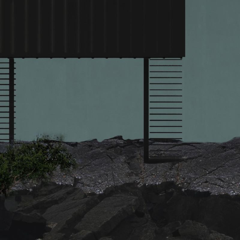 Geothermal Retreat Featuring Volcanic Stone and Turf Roof Integration