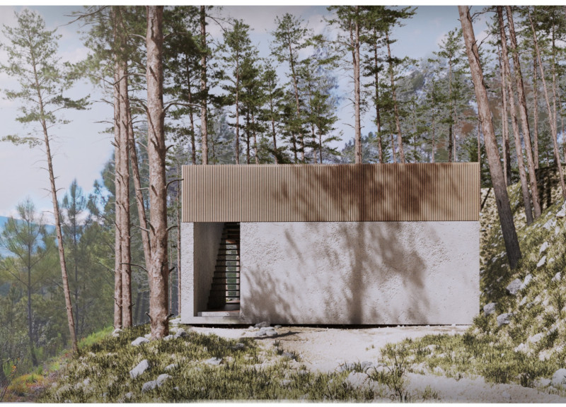 Charred Wooden Shingles and Green Roof Integration in a Minimalist Woodland Retreat