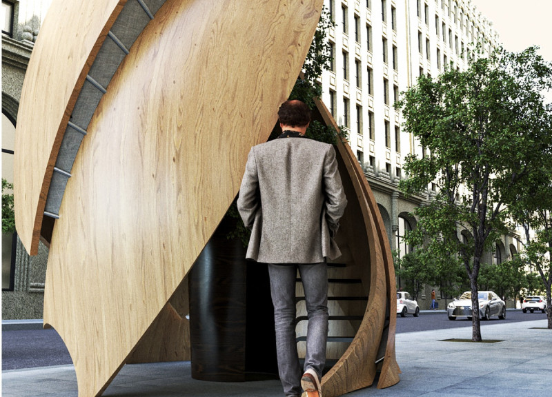 Curvilinear Meditation Space Crafted From Sustainable Wood and Translucent Fabric
