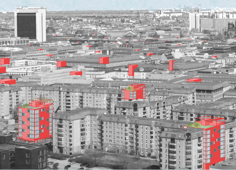 Rooftop Community Spaces Enhanced by Modular Concrete and Glass Cladding in Berlin's Urban Fabric
