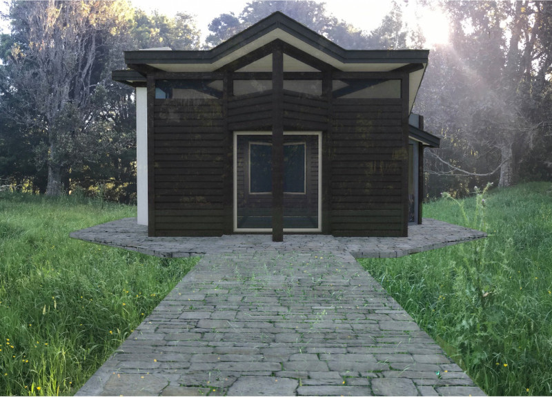 Rainwater Collection Structure Crafted From Natural Timber and Rattan in a Serene Meditation Retreat  