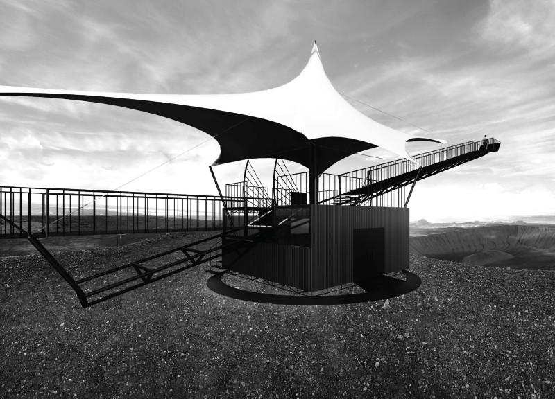 Tensile Roof Structure Enhanced By Steel Framework Integrates Seamlessly With Natural Terrain