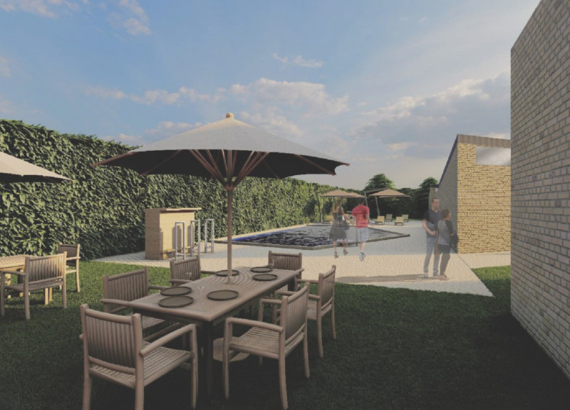 Cracked Earth Inspired Spaces Featuring Recycled Bricks and Natural Wood Elements for Community Living