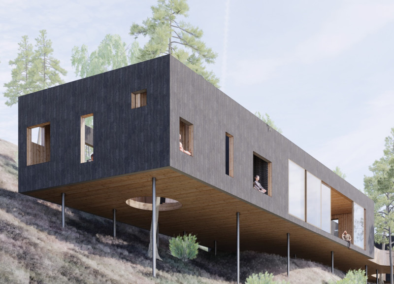 Charred Wood and Elevated Living: A Sustainable Retreat Blending Nature and Community  