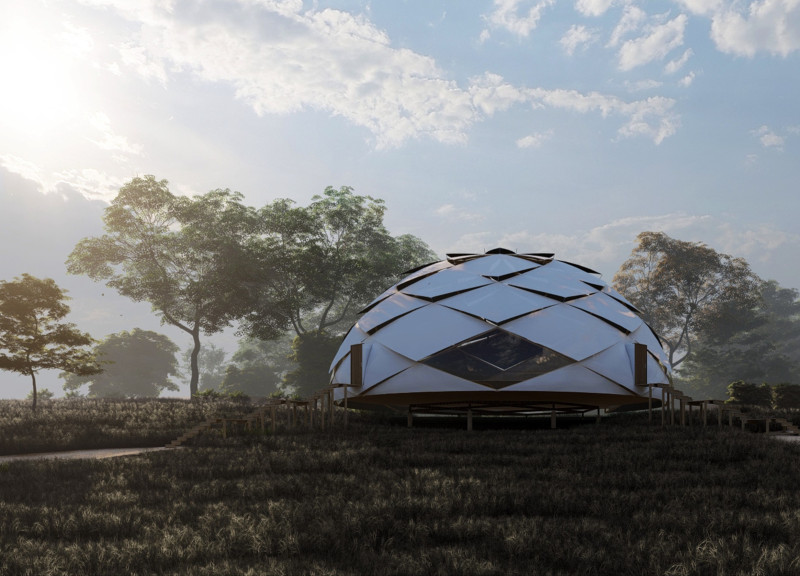 Sustainable Community Hub Built With Bamboo and Reed Emphasizing Natural Ventilation