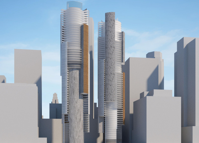 Cylindrical Glass Facades and Perforated Panels in Sustainable Urban Workspaces  