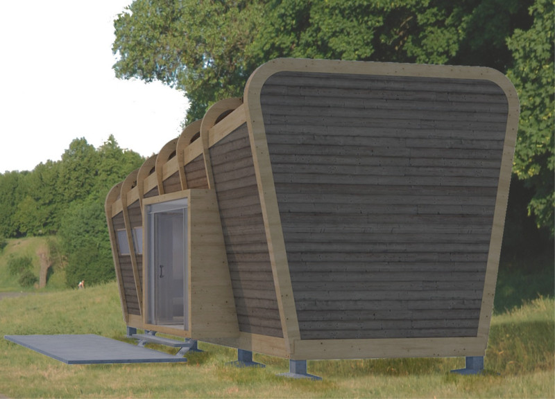 Charred Wood Shingles and Glulam Structure Define Sustainable Living Space