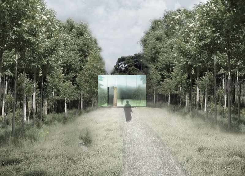 Reflective Facade and Sustainable Timber Create a Tranquil Meditation Space  