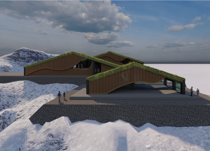 Geothermal Greenhouse With Dual-Layer Glass and Charred Timber Elevating Culinary Experience