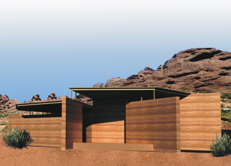 Rammed Earth Structure Emphasizing Thermal Mass and Natural Integration as a Resting Point  