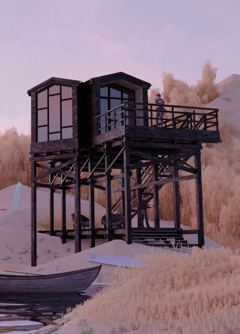 Elevated Retreat Crafted from Sustainable Timber with Panoramic Views Over Marshlands