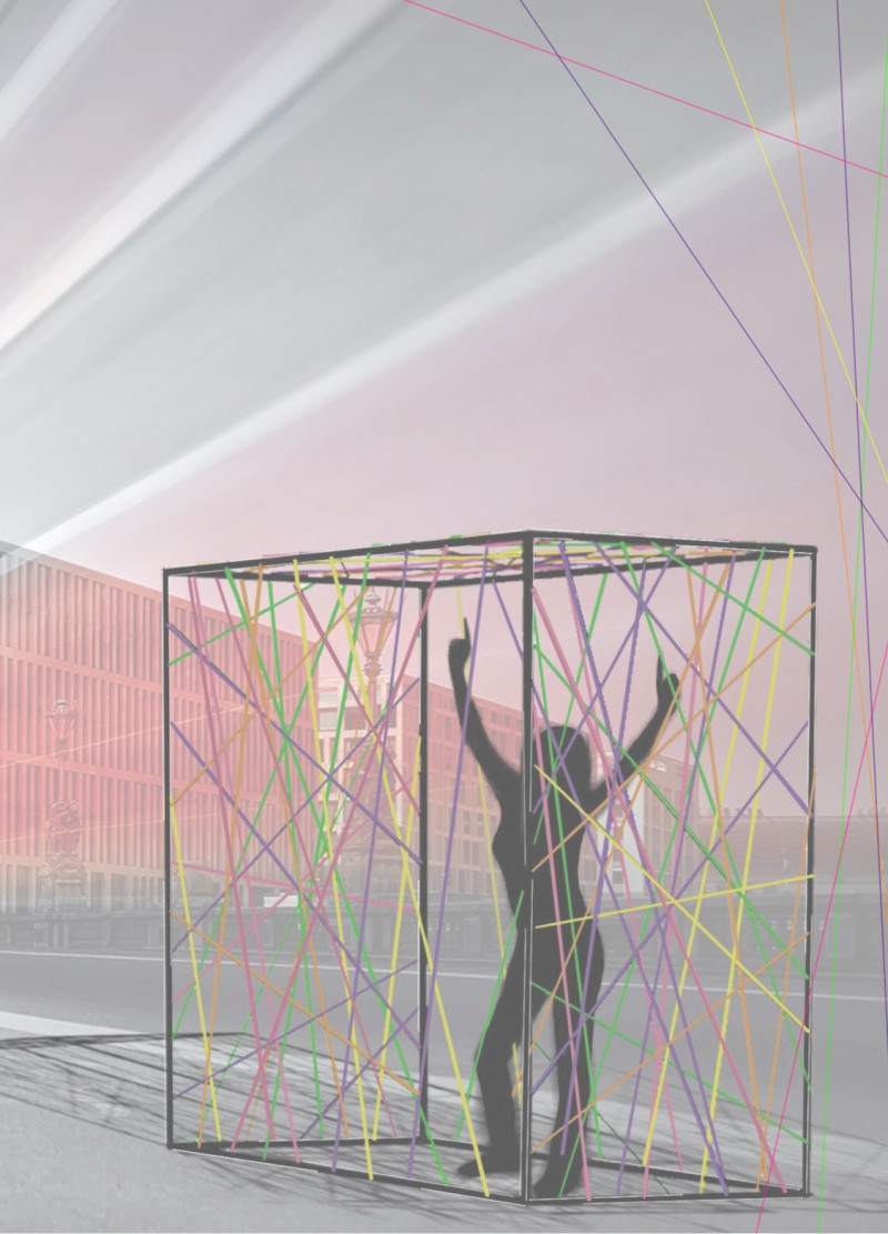 Dynamic Steel Framework Enhanced by Colorful Elastic Webbing in an Engaging Urban Space