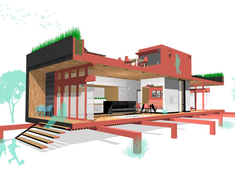 Charred Wooden Shingles and Green Roofs Unite in a Sustainable Urban Housing Solution