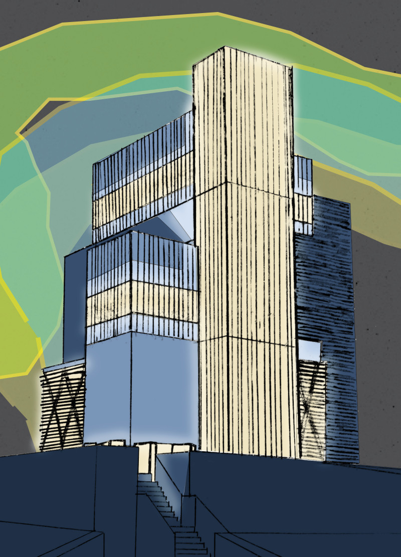 Translucent Facade of Channel Glass Embracing Basaltic Forms in an Interactive Visitor Center  