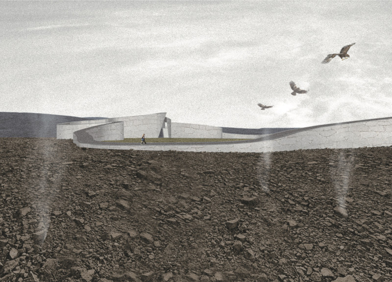 Tensioned Concrete Walkways Integrating Natural Rock for Enhanced Geological Engagement