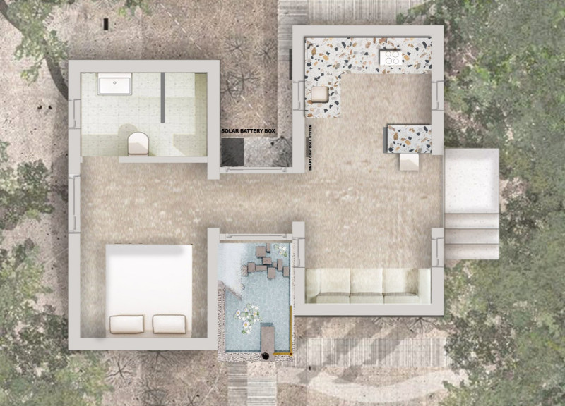 Earth Block Home With Central Courtyard and Passive Design Features