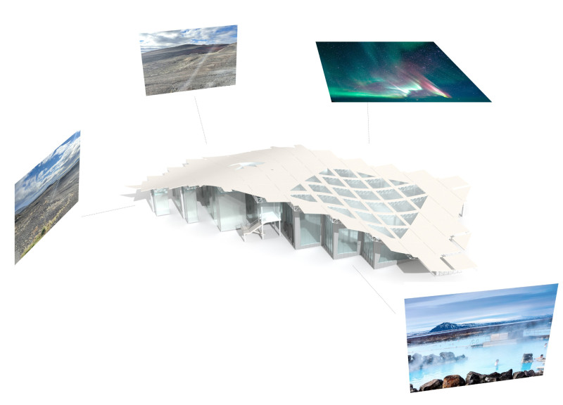 Cantilevered Glass Walls and Polycabonate Roofs Enhance Dining Experience Amid Iceland's Landscape  