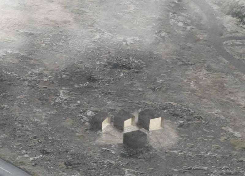Monolithic Concrete Structure Embracing Natural Light and Secluded Cave Entrances in Icelandic Landscape