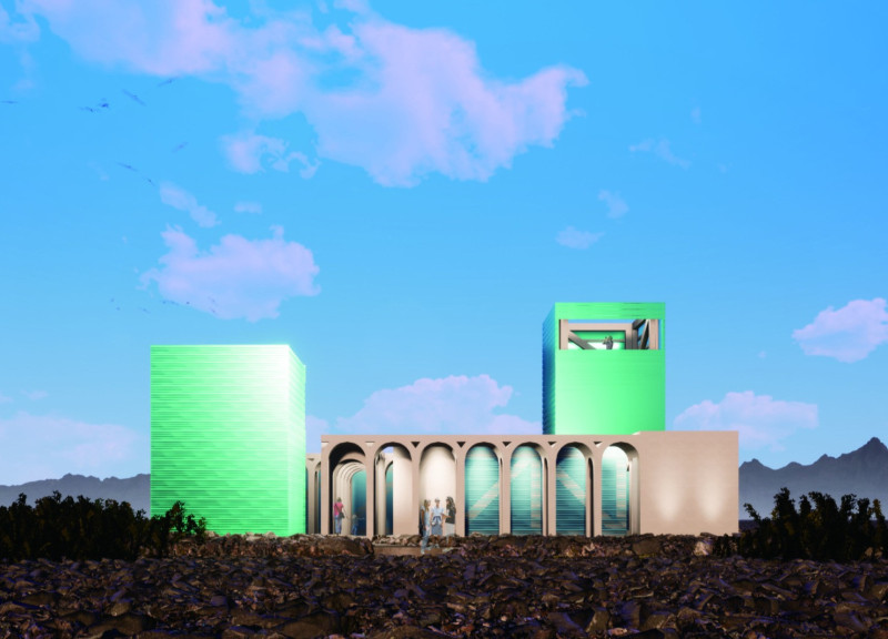 Reinforced Concrete Arches Integrating Curved Glass and Thermal Harmony in a Community-Centric Hub