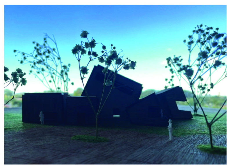 Rainbow Windows and Charred Wood Shingles in a Coastal Healing Space  