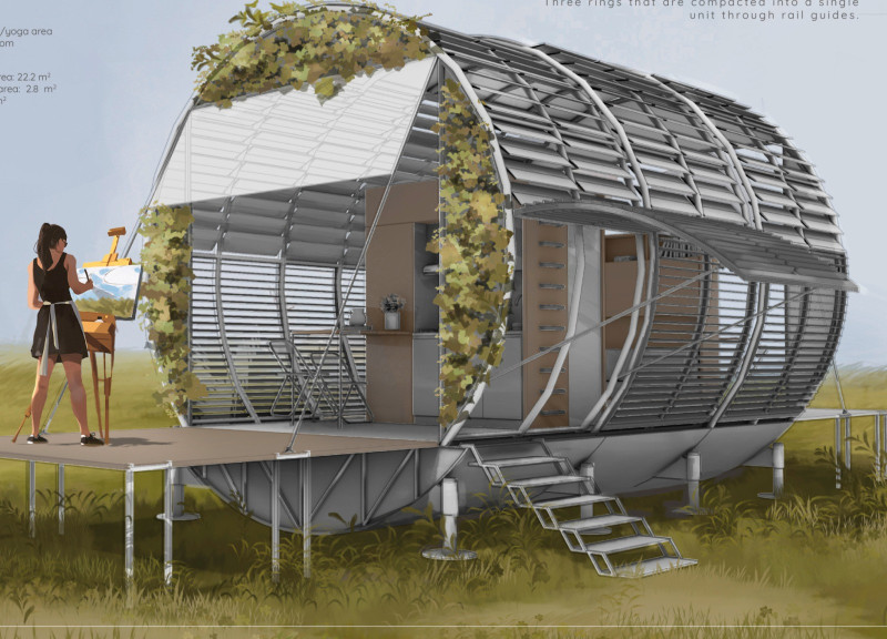 Transportable Micro-Home Constructed With HSS Steel And Solar Panels For Emergency Resilience