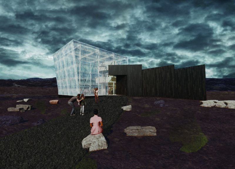 Film Pavilion and Restaurant Combining Volcanic Rock and Bio-Glass for an Immersive Nature Experience
